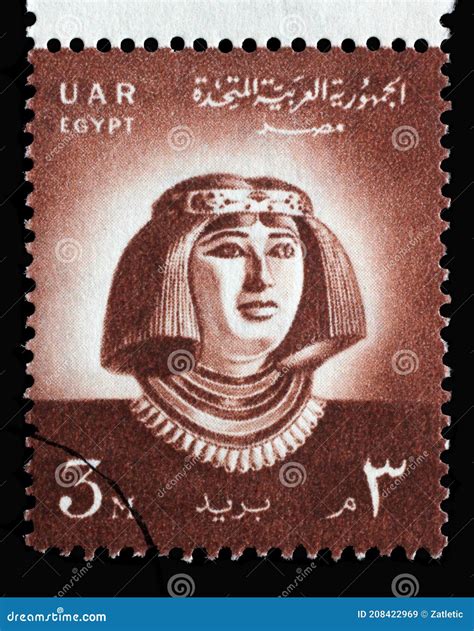 stamp printed in egypt shows princess nofret editorial stock image image of used vintage