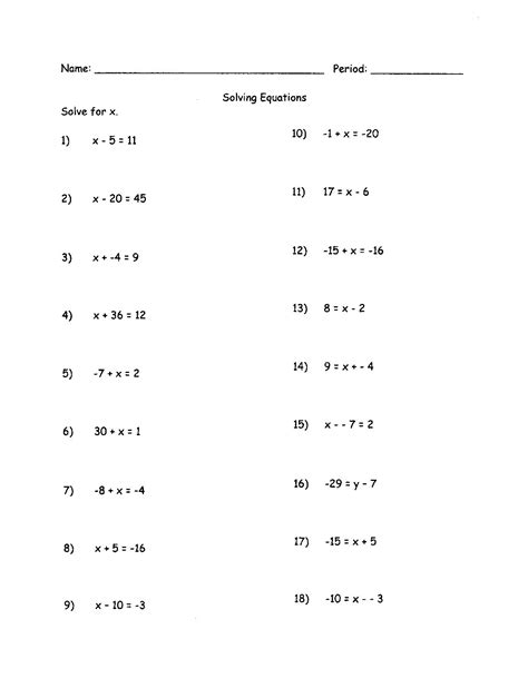 15 Common Core Algebra Worksheets