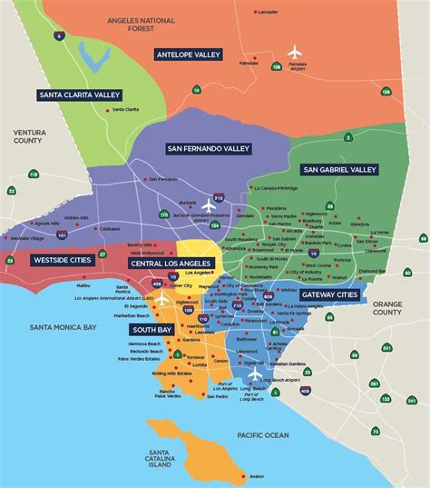 El Valle De Los Angeles Mapa De Los Ángeles Del Valle De Mapa