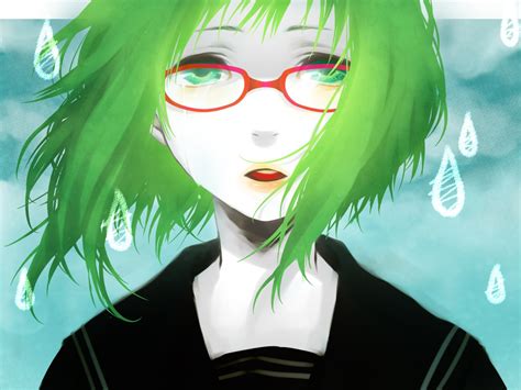 Vocaloid Glasses Short Hair Green Hair Meganekko Megpoid Gumi Anime Girls 1400x1050 Wallpaper