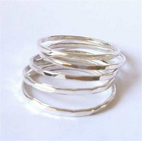 Set Of 3 Sterling Silver Thin Stacking Spacer Band Ring Smooth Shiny