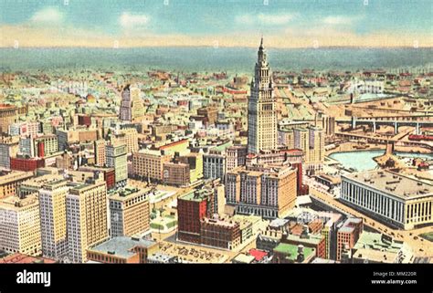 Aerial View Of Downtown Cleveland 1935 Stock Photo Alamy