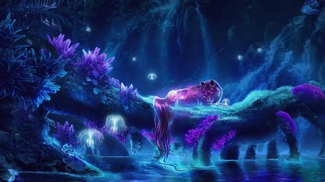 1920x1080 Fantasy Creature Wolf Forest Water Magical Creatures