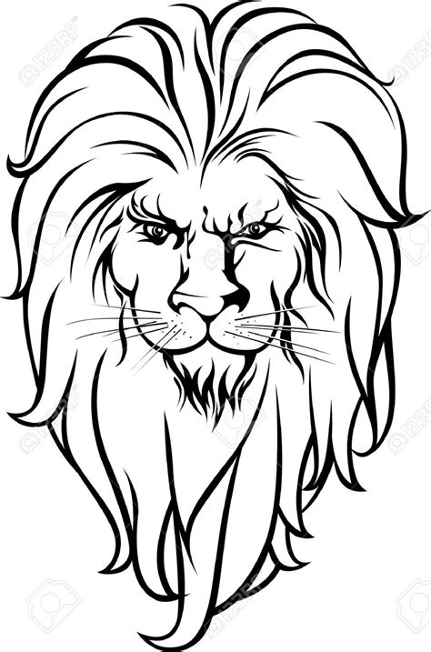 Simple Lion Black And White Drawing The Illustration Is Available For
