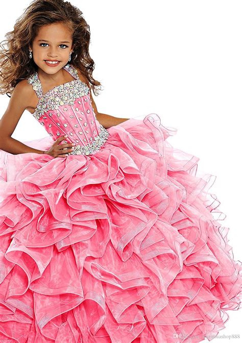 2019 Little Girls Pageant Dress Ball Gown Long Turquoise