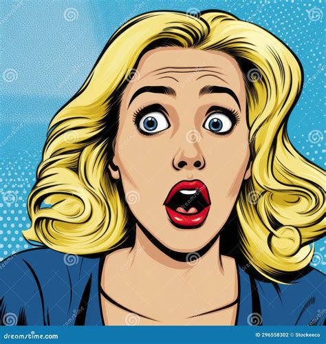 Surprised Blonde Woman In Pop Art Style Detailed Illustration Stock