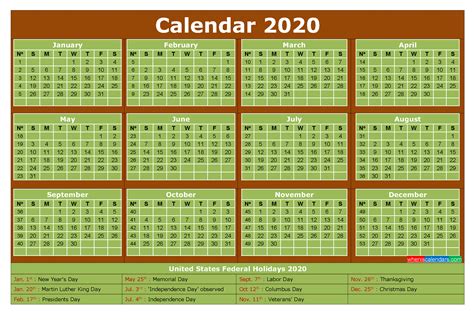 Free Printable Monthly Calendar 2020 With Holidays