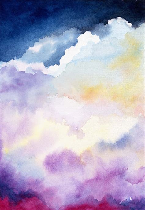 Cloud Watercolor Painting High Quality Archival Print Large Wall Art