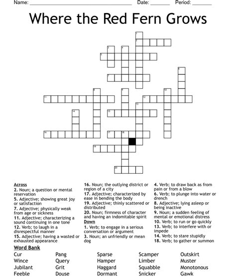Where The Red Fern Grows Crossword Wordmint