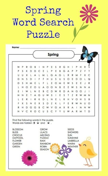 Printable Spring Word Search