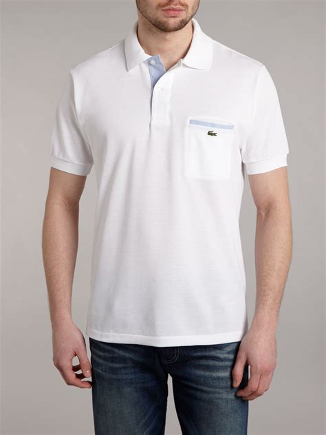 Lacoste Polo Shirt With Chest Pocket Detail In White For Men Lyst