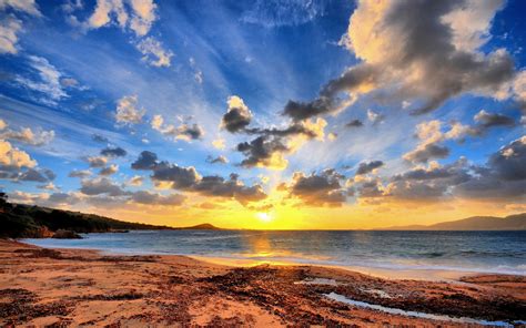 Download Sand Beach Ocean Water Coastline Sun Cloud Nature Sunset Hd
