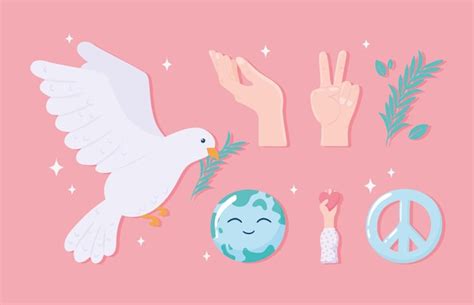 Premium Vector Peace And Love Icons Set