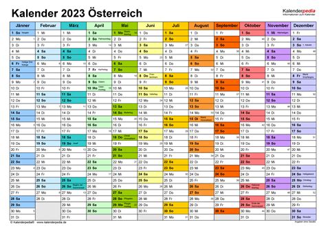 Kalender 2023 Österreich In Excel Zum Ausdrucken