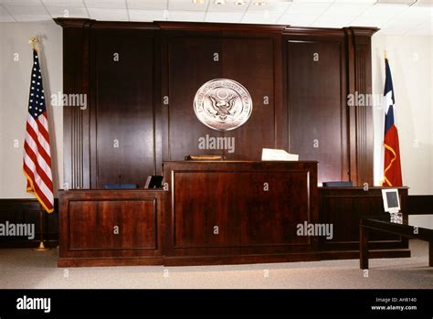 Courtroom And Judges Bench In Courthouse Stock Photo Royalty Free
