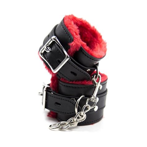 Pu Leather And Plush Soft Touch Handcuffs Anklecuffs Restraints Bondage