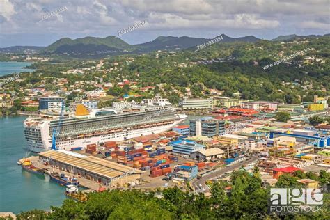 Cruise Ship Moored At The Docks Castries St Lucia Stock Photo