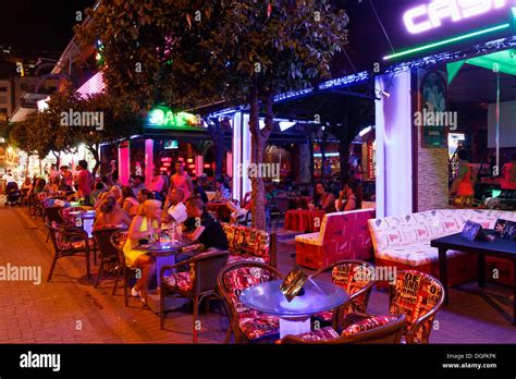 Bar In The Town Centre At Night Alanya Turkish Riviera Province Of