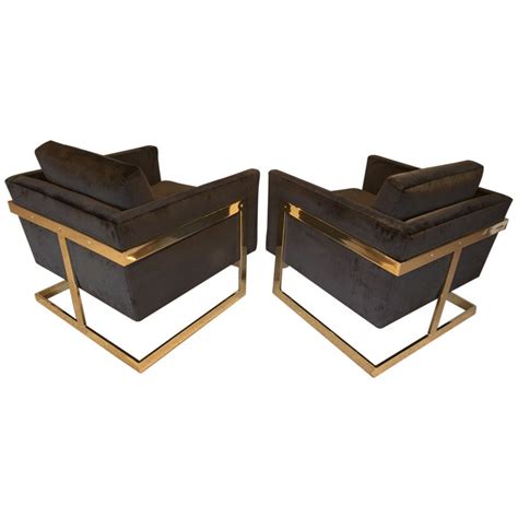 Visually search the best milo baughman 1188 you'll love in 2021 and ideas. Brass And Velvet "Cube" Chairs By Milo Baughman For Thayer ...