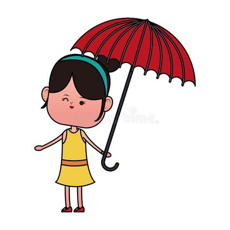 Girl With Umbrella Stock Vector Illustration Of Preschooler 110659573