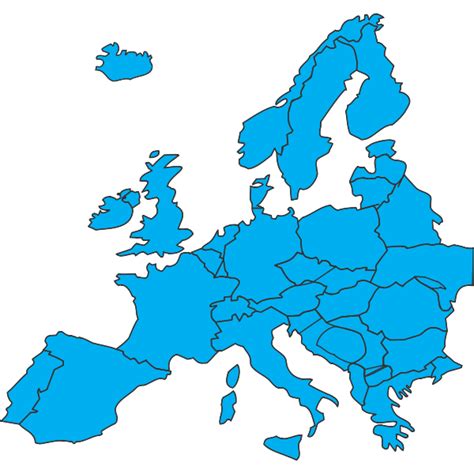 Blue Silhouette Vector Clip Art Of Map Of Europe Free Svg