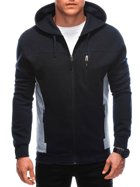 Men S Zip Up Sweatshirt B1613 Navy MODONE Wholesale Clothing For Men