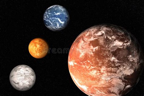 Planets Of Solar System Together In Space Earth Mars Venus Neptune
