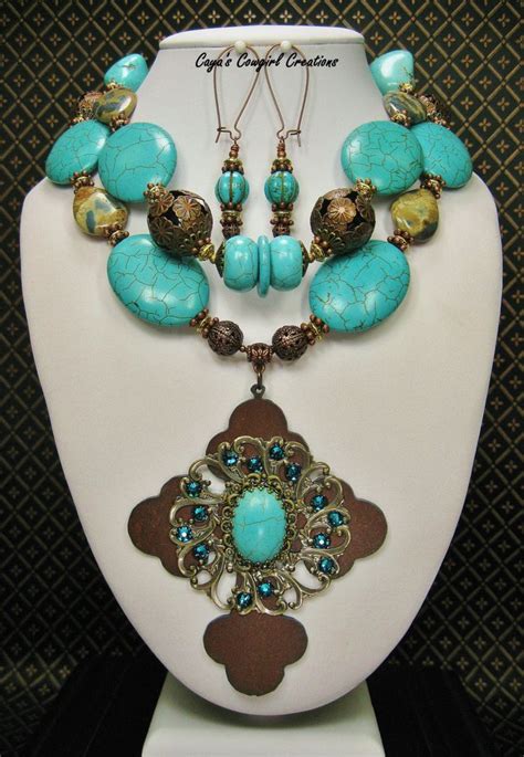 Howlite Turquoise Cowgirl Necklace Western Statement Bold Etsy