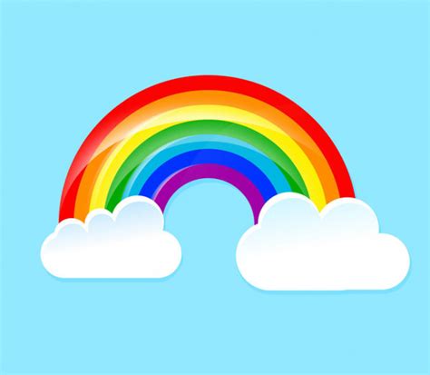 Colorful Rainbow Clouds Blue Sky Illustration Stock Vector Image By