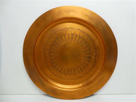 Antique Valuations Antique Heavy Brass Plate Eastern Engraved Pierced