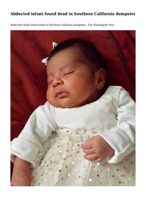 Abducted Infant Found Dead In Southern California Dumpster