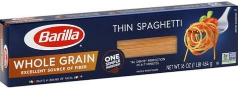 Barilla Whole Grain Thin Spaghetti 16 Oz Nutrition Information Innit