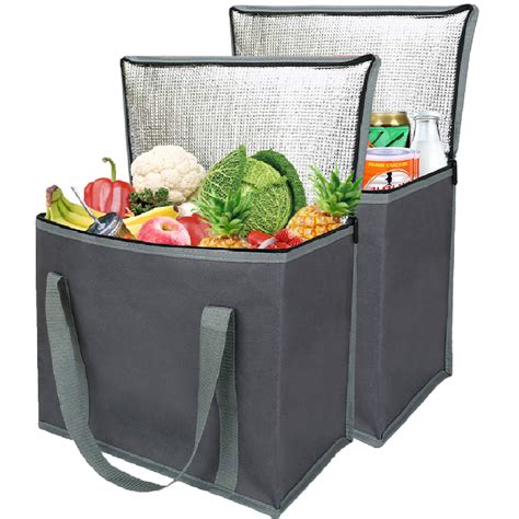 2 Insulated Reusable Grocery Shopping Bags Xl Large Picnic Cooler Bag