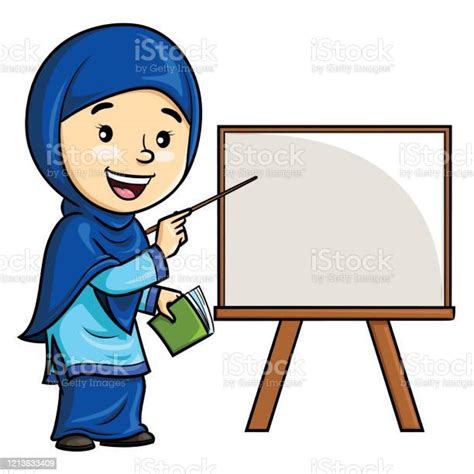 Cartoon Der Lehrerin Im Hijab Stock Vektor Art Und Mehr Bilder Von