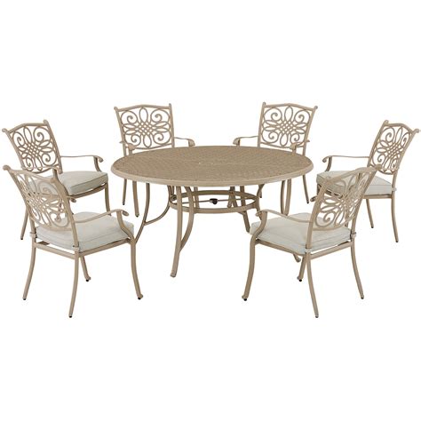 Hanover Traditions 7 Piece Outdoor Patio Dining Set 6 Cushioned