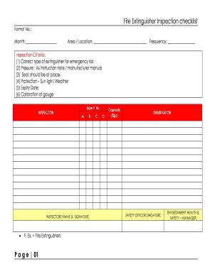 Fire Extinguisher Checklist Excel Fill Online Printable Fillable Blank Pdffiller