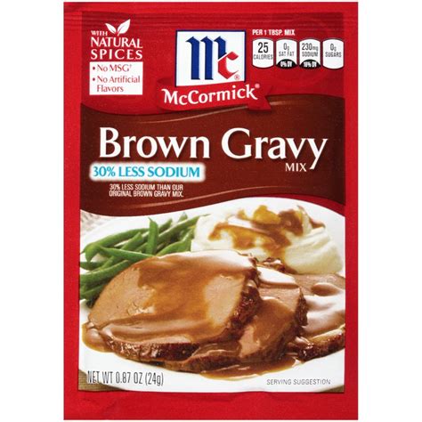 1 pkg mccormick® brown gravy mix. McCormick Less Sodium Brown Gravy Mix, 0.87 oz Reviews 2020