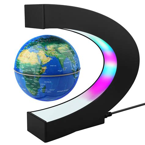 Magnetic Levitation Floating World Map Globe With C Shape Base 3