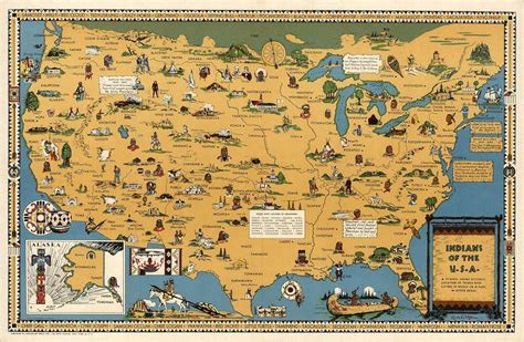Usa Native American Indian Tribes Pictorial Map Wall Poster 3 Sizes 16 X24 Amazon Ca