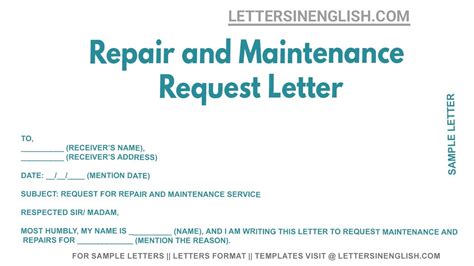 Repair And Maintenance Request Letter Sample Letter Requesting For Repair And Maintenance