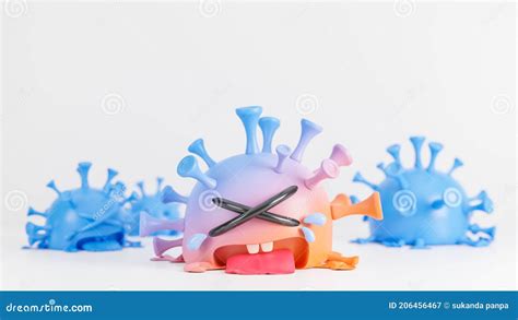 Crying Cute Orange And Blue Colona Virus Character On White Background