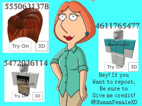 Check spelling or type a new query. Lois Griffin Outfit Codes | Roblox funny, Roblox codes ...