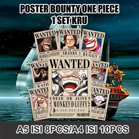 Jual Poster Isi Pcs Ukuran A Poster Anime One Piece Bounty Mugiwara Crew Gear Terbaru