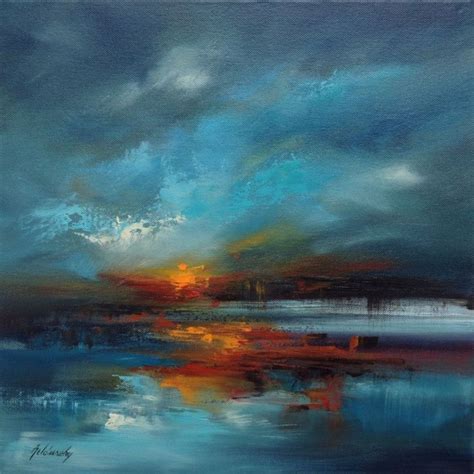 Stormy Lake 40 X 40 Cm Abstract Landscape Oil Painting