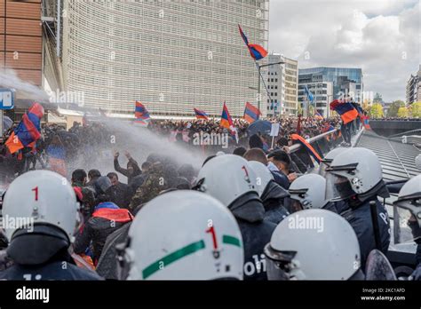Police Use A Water Cannon And Tear Gas To Disperse Armenian Protesters Armenians Demonstrated