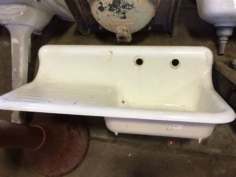 single drainboard sink porcelain cast iron kitchen farm