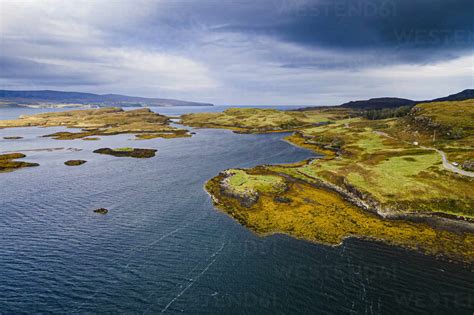 Aerial Of Loch Dunvegan Isle Of Skye Inner Hebrides Scotland United
