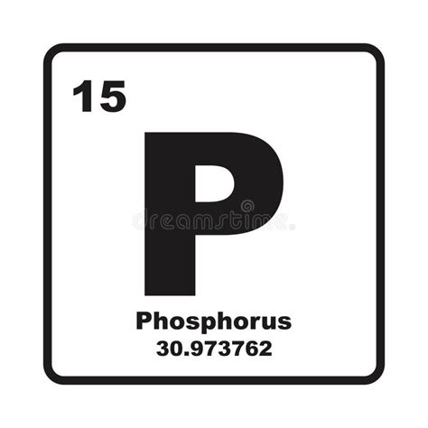 Phosphorus P Element Symbol From Periodic Table Series Stock