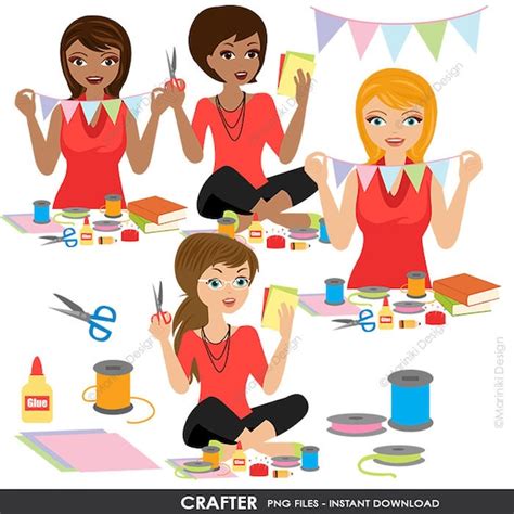 Woman Crafter Clip Art Crafts Woman Clipart Hobby Etsy