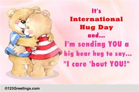 A Big Bear Hug Free International Hug Day Ecards Greeting Cards